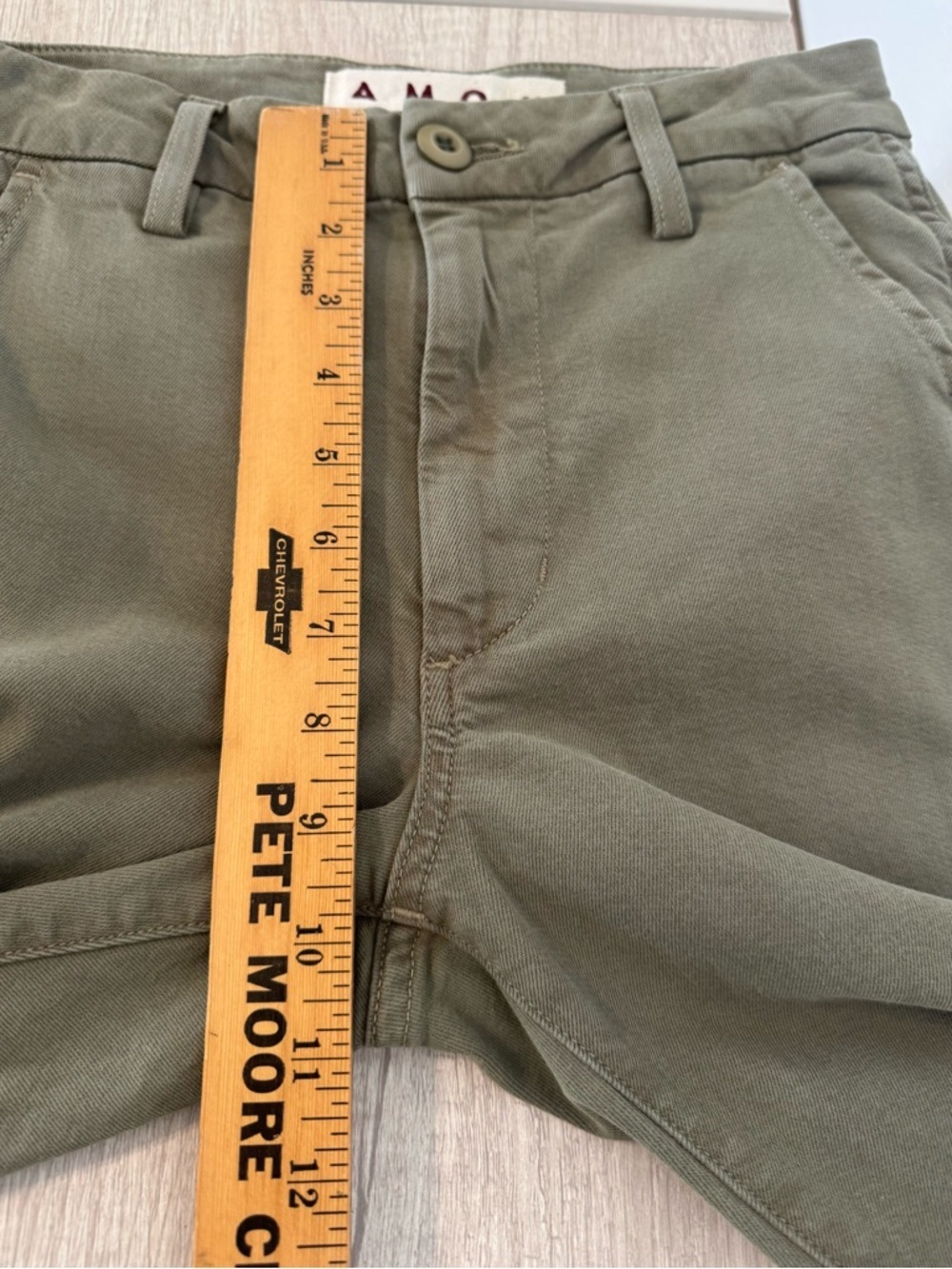 AMO Easy Trouser Cropped Pant Straight Leg Relaxed Army Green Boho Size 24 - Picture 8 of 10